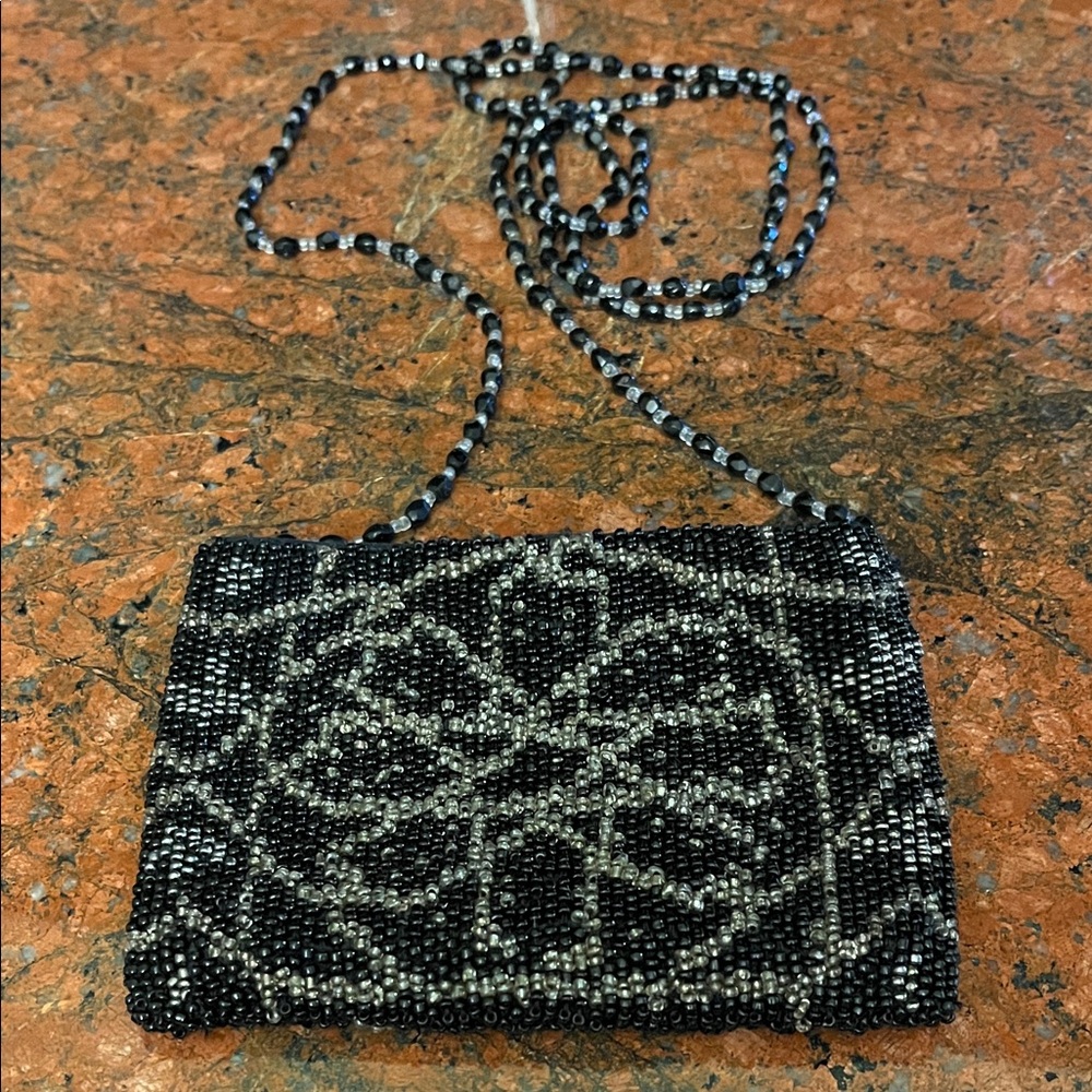 Moyna Metallic Beaded Crossbody Shoulder Mini Purse 4”x5”